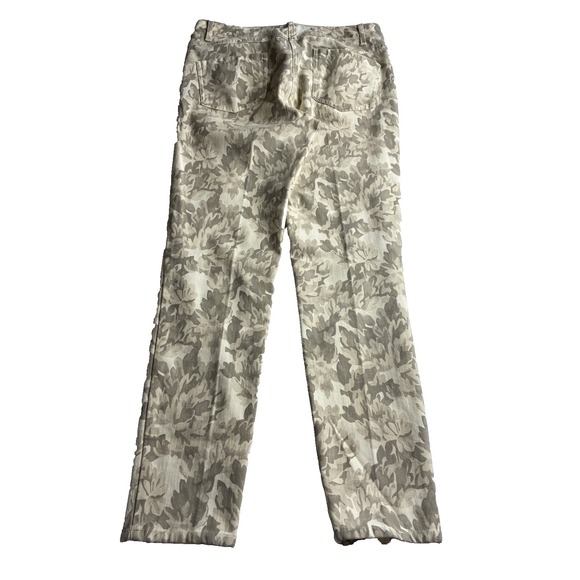 J. McLaughlin Lexi Beige Camo Floral Print Straight Mid Jeans Pants Sz 4 Stretch - Picture 3 of 15